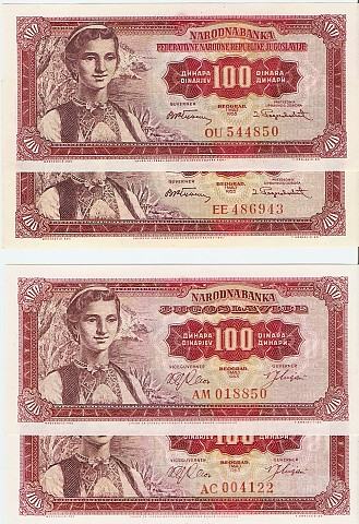 BANKOVEC 100 DINARA še AD, (SFR JUGOSLAVIJA)1963.UNC