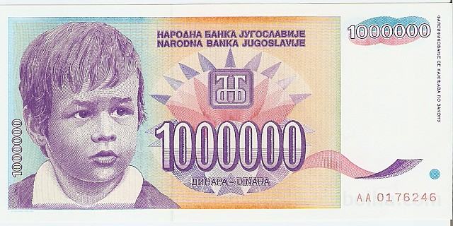 BANK. 1000000 DINARA AA,P120 (JUGOSLAVIJA)1993.UNC