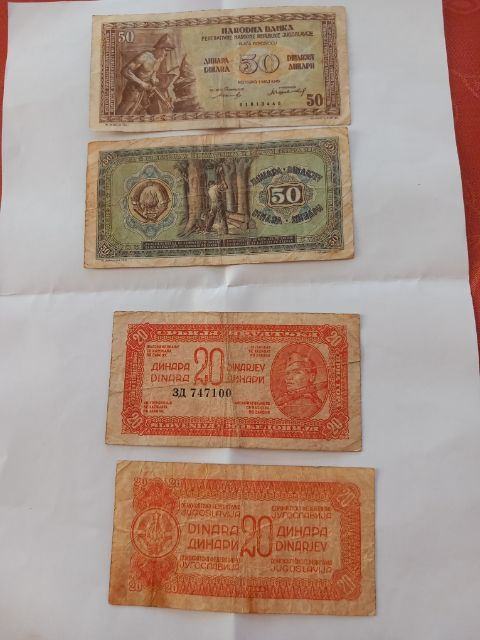 bankovca 50 in 20 dinarjev