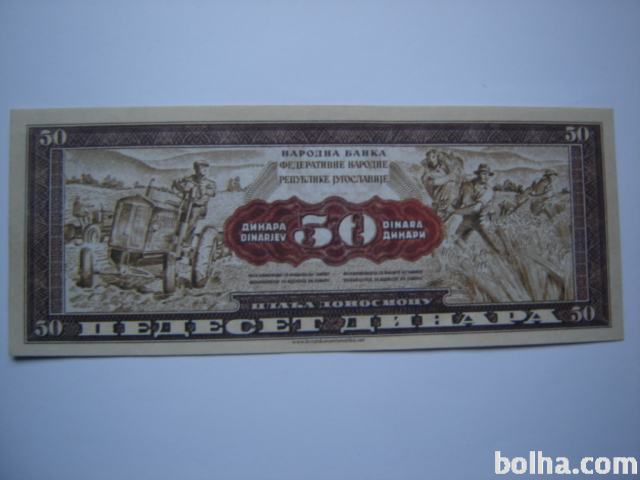 BANKOVEC 50 dinarjev 1950 Jugoslavija