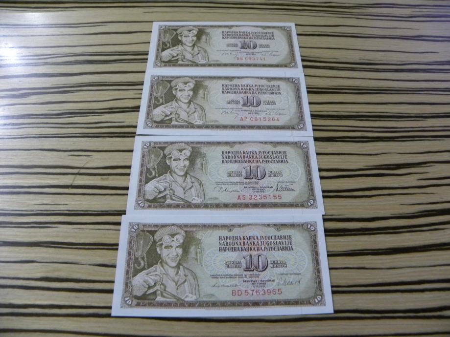 Jugoslavija 10 dinarjev - različne letnice UNC