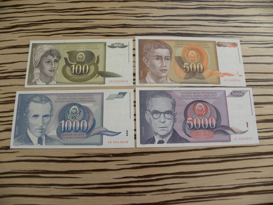 Jugoslavija 100 - 5000 dinarjev 1991 UNC