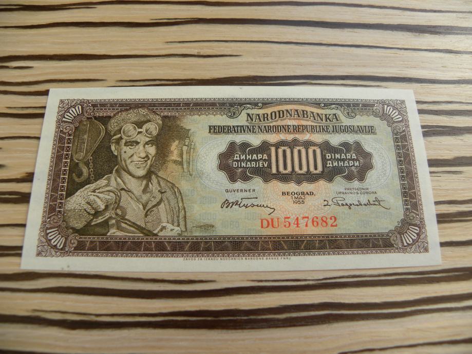 Jugoslavija 1000 dinarjev 1955  UNC