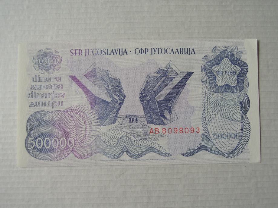 Jugoslavija 1989 500.000 aUNC serija AB.