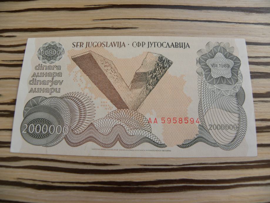 Jugoslavija 2000000 dinarjev 1989 UNC-