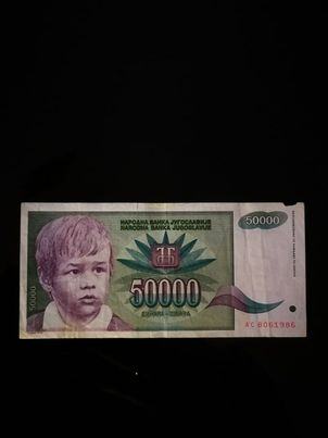 Jugoslavija 50.000 dinarjev 1992