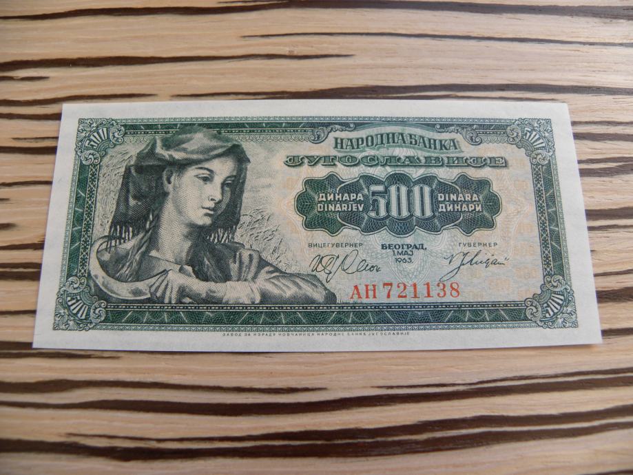 Jugoslavija 500 dinarjev 1963 UNC