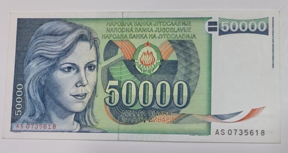 JUGOSLAVIJA 50000 DINARA 1988 aUNC