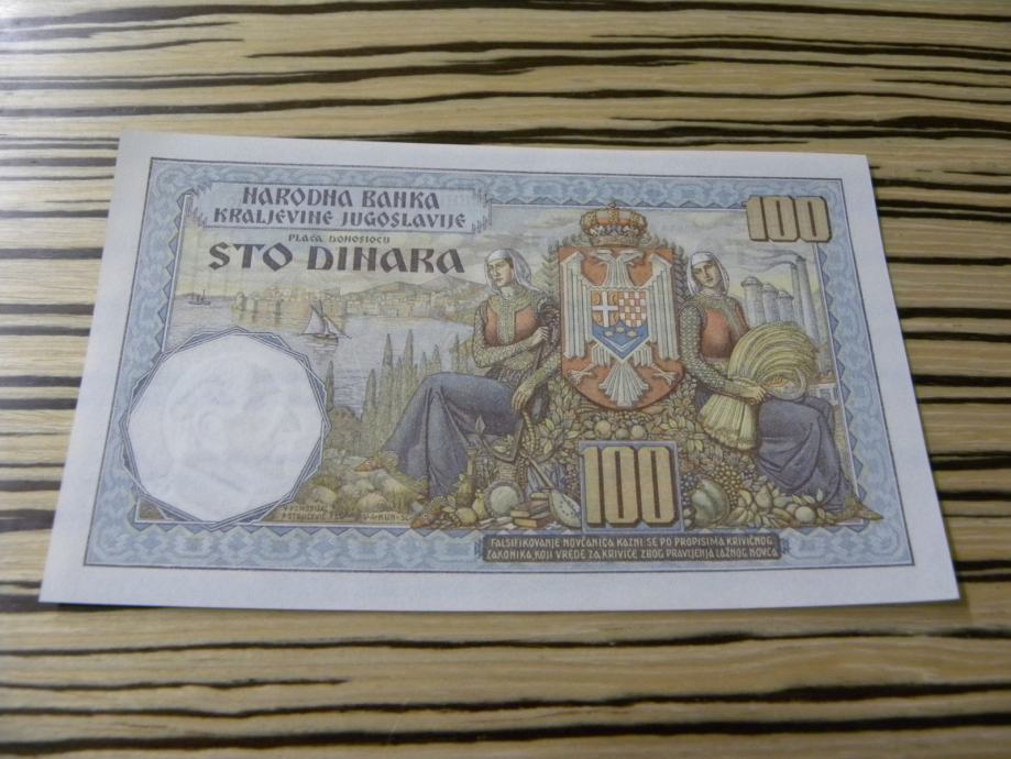 Kraljevina Jugoslavija 100 dinara 1934 UNC