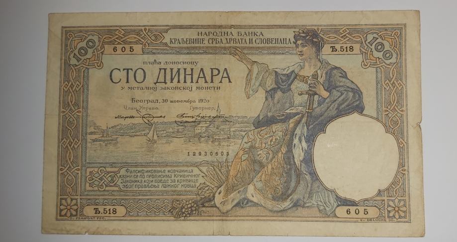 Prodam bankovec 100 dinarjev 1920