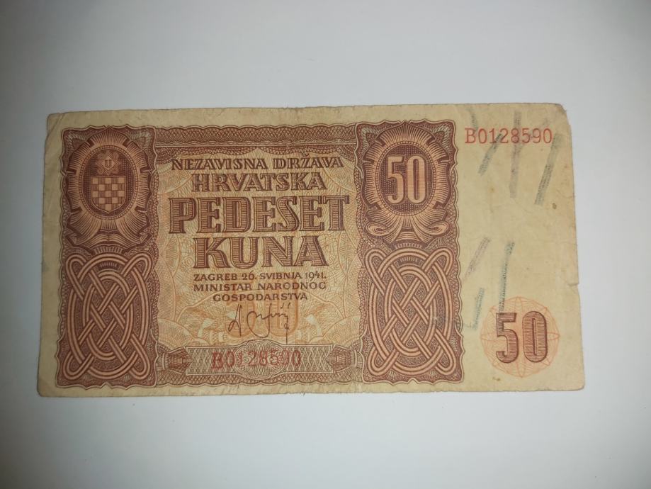 Prodam bankovec 50 hrvaških kun 1941
