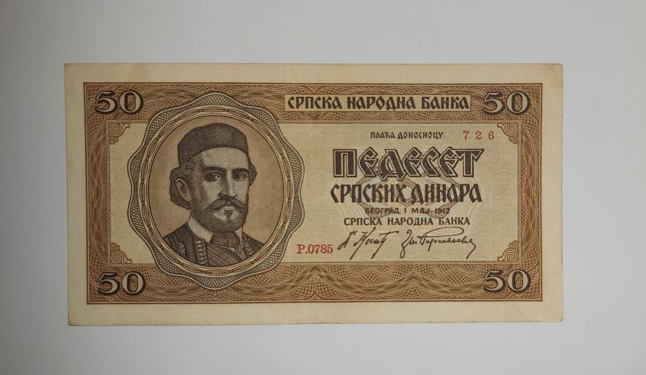 Prodam bankovec 50 dinarjev 1942