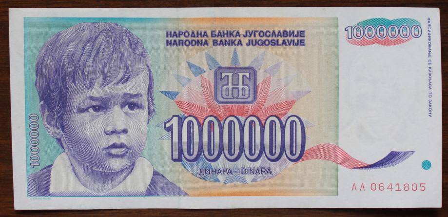 YU - 1000000 dinara - 1993