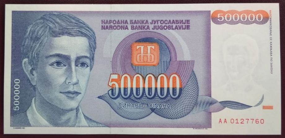 YU - 500 000 dinara - 1993 - UNC
