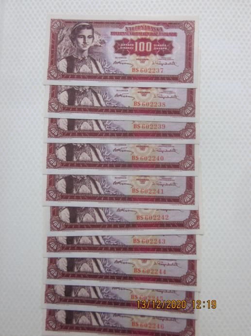 Yu bankovec 100 din 1955