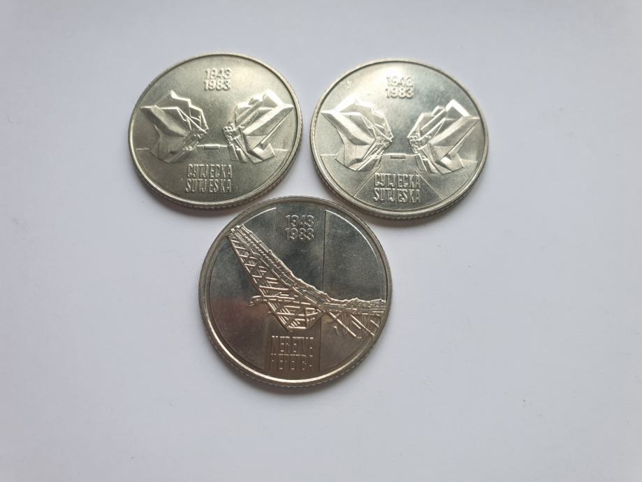 3 x 10 dinara 1983 (Sutjeska - dve različni in Neretva)