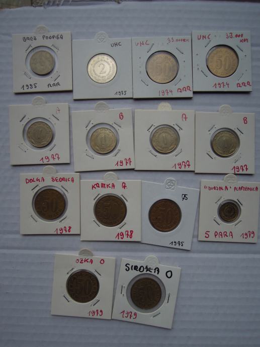 Jugoslavija 1955-1979 redki in tipi kovancev