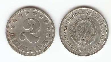 KO-VANEC 2 dinara 1953 Jugoslavija