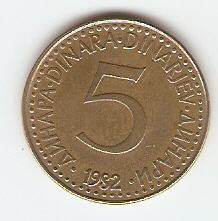 KOVANEC 5 dinarjev 1982,83,84,85,86,