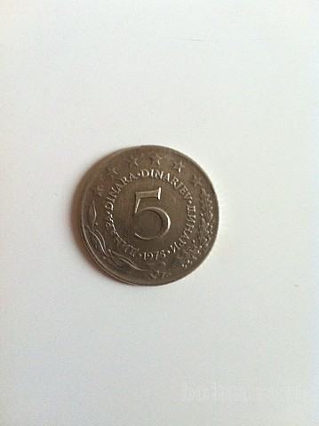 kovanec 5 dinarjev, Jugoslavija, 1975, prodam