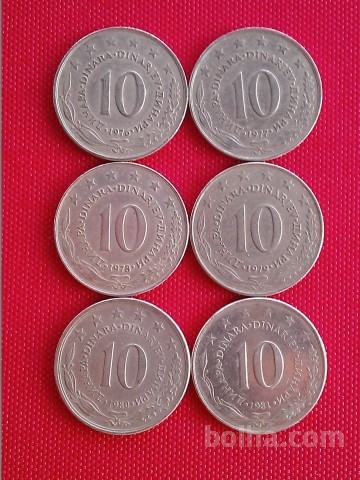 Lot kovancev 10 dinara SFRJ
