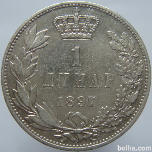 Srbija 1 Dinar 1897 XF - Srebro