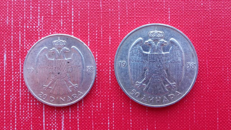 Srebrnika Kralj Peter II-20 dinara+50 dinara