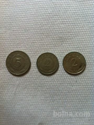 Yugoslavija, star kovanec 5 in 2 dinarja, naprodaj