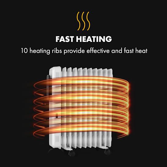 Klarstein Thermaxx Heatstream Radiateur à bain d'huile électrique, puissance 2500 W, jusqu'à 50 m², plage de température : 5-35 °C, minuterie 24 h pour fonction on/off, affichage numérique, hyperheat Klarstein Thermaxx Heatstream Radiateur à bain d'huile électrique, puissance 2500 W, jusqu'à 50 m², plage de température : 5-35 °C, minuterie 24 h pour fonction on/off, affichage numérique, hyperheat