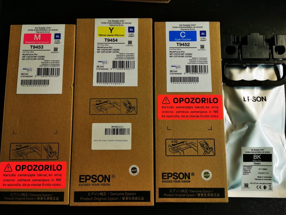 EPSON  T9461 XXL (Črna), T9452 XL (Modra), T9453 XL (Rdeča), T9454 XL