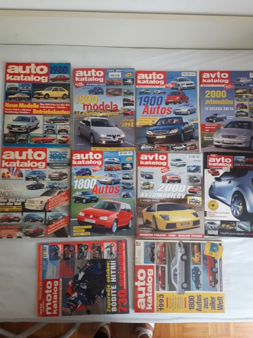 auto katalogi letnik 1980,1987,1993,19982x,1999,01,02,03,07 vse skupaj