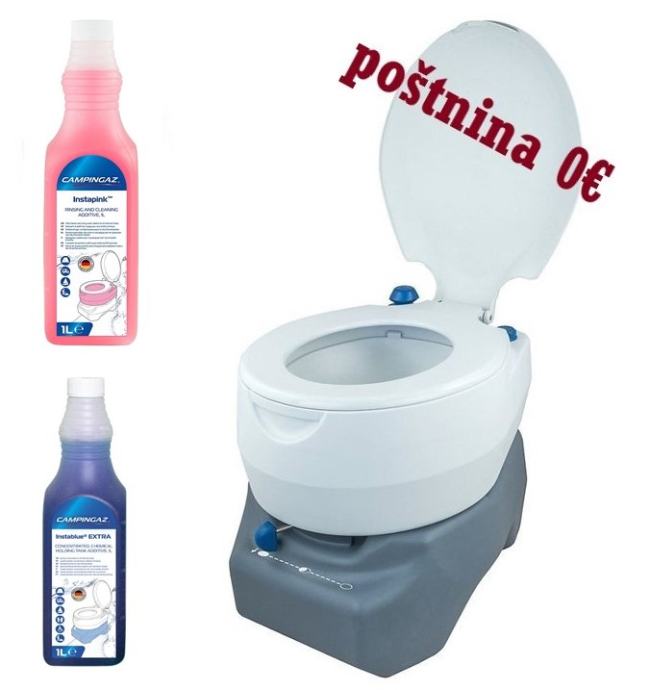 Kemični WC Combo 20L in Sanitarna Tekočina Blue & Pink