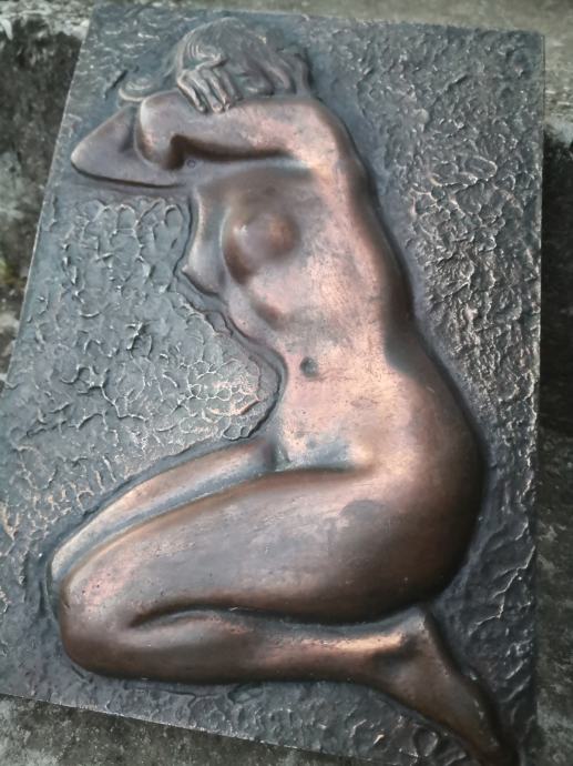 Zlitina bron relief gola ženska, goli akt,28x20cm