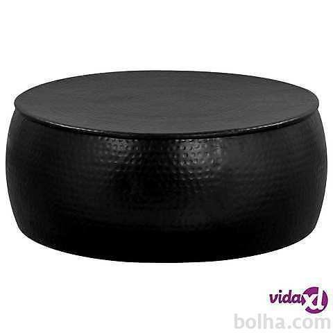 vidaXL Klubska mizica iz sploščenega aluminija 70x30 cm črna