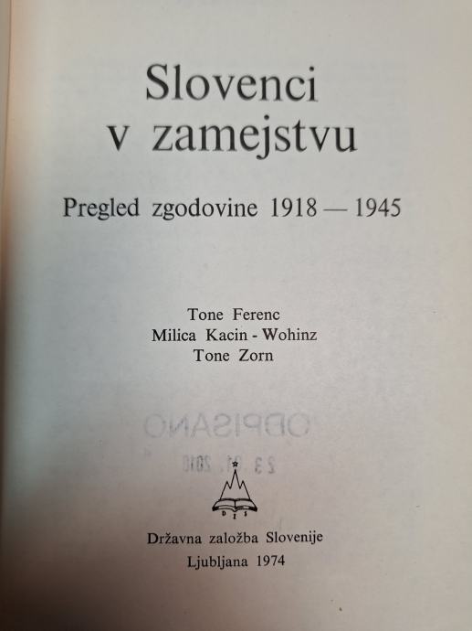FERENC, SLOVENCI V ZAMEJSTVU , PREGLED ZGODOVINE 1918 - 1945