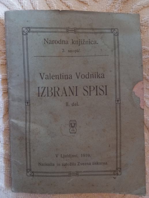 Valentin Vodnik- izbrani spisi 1919   /31/