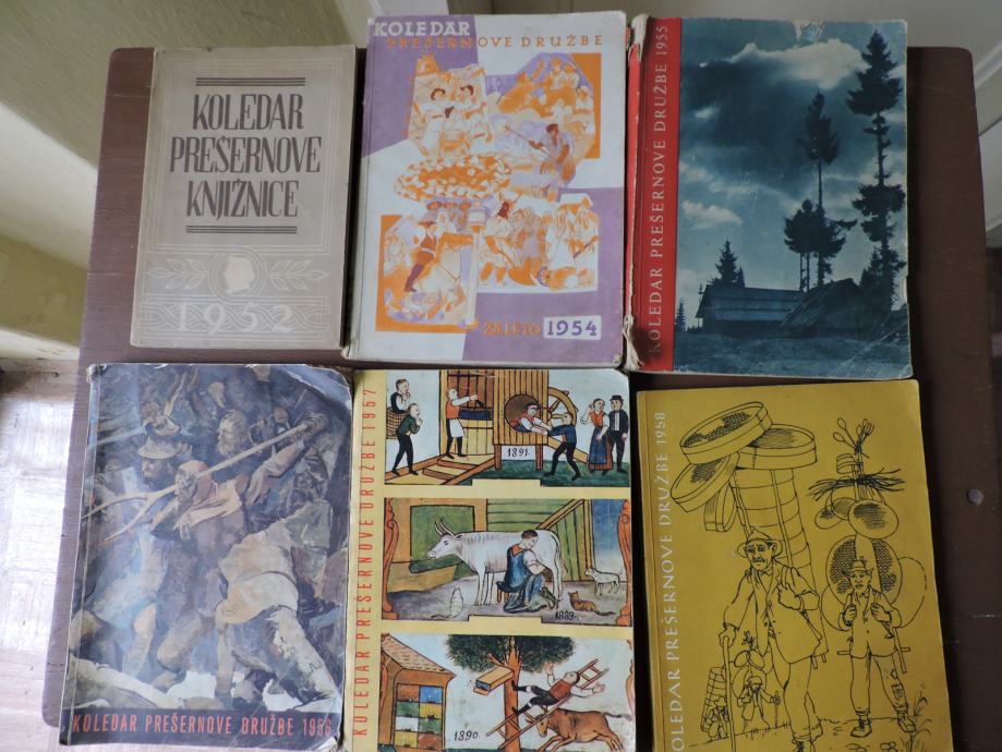 koledarji Prešernove družbe 1952,1954-58