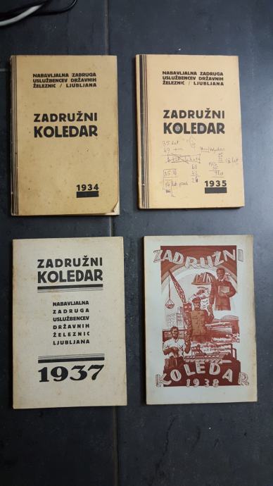 Zadružni koledar letniki 1934, 1935, 1937 in 1938