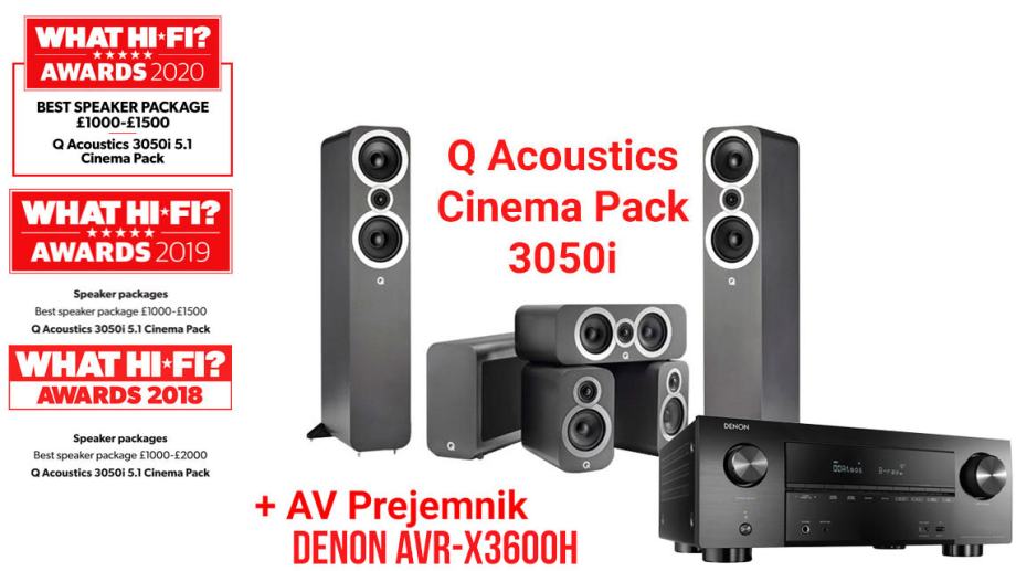 Q Acoustics 3050i Sistem za domači kino+AV Prejemnik DENON AVR-X3600H