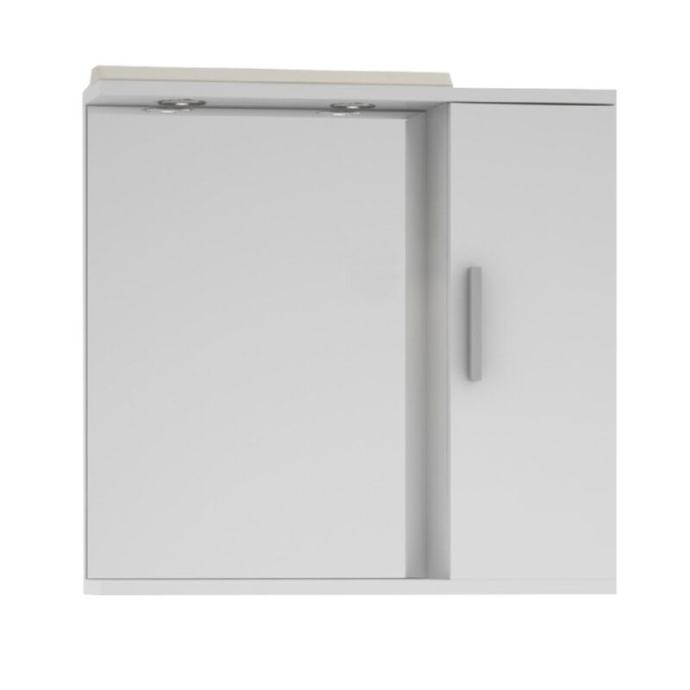 Omarica z ogledalom Bravo (68 x 65 cm, bela, sijaj, LED)