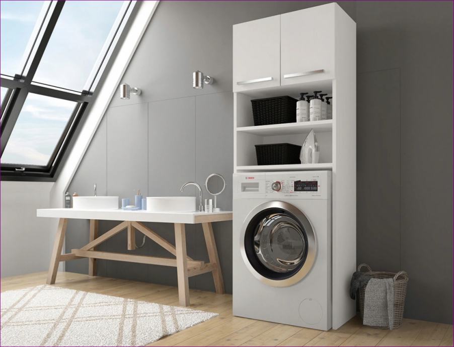 Kopalniška omara za pralni stroj s prostorom za shranjevanje