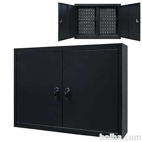 vidaXL Stenska omarica za orodje industrijska kovina 80x19x60 cm črna