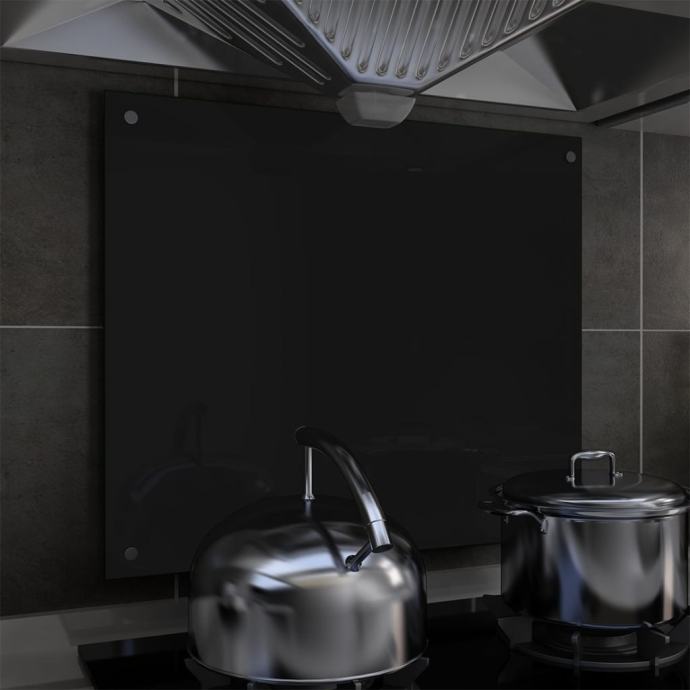 Kuhinjska zaščitna obloga črna 70x60 cm kaljeno steklo