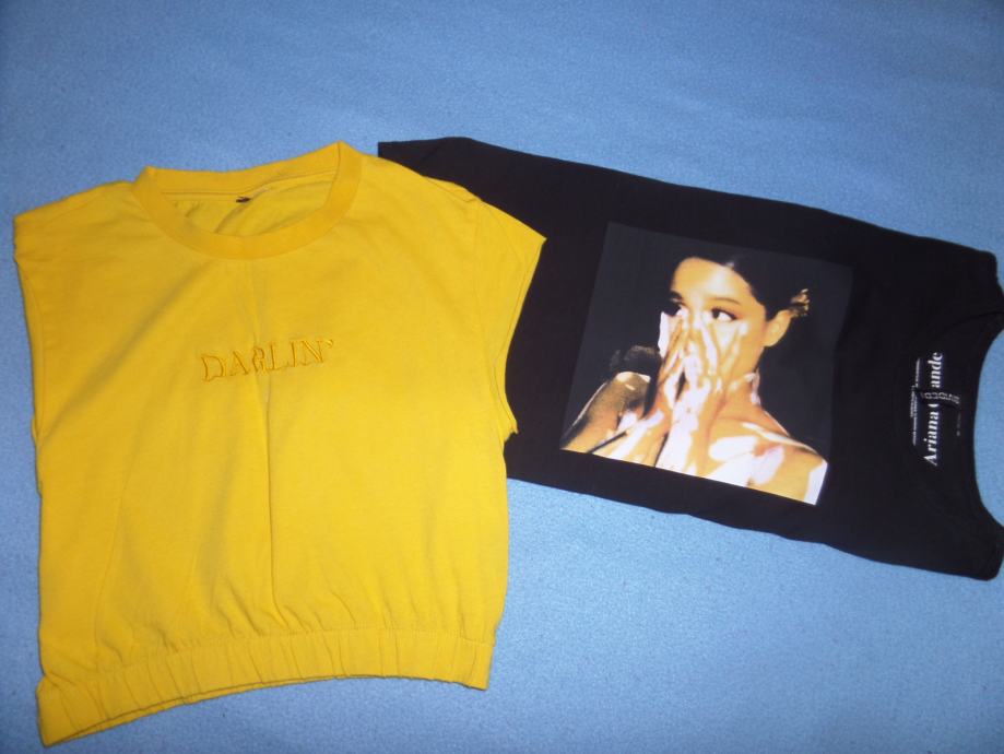 Majici H&M- kratek rokav Ariana Grande + rumena majica, št. 170