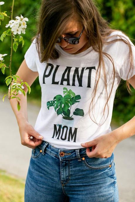 Unikatna Majica Plant Mom (Monstera) več velikosti/več barv sobne rast