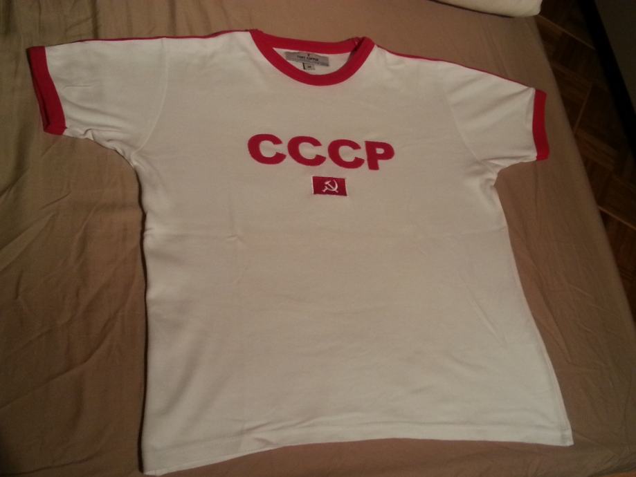 Slim fit bela kratka majica CCCP (SSSR, Sovjetska zveza)