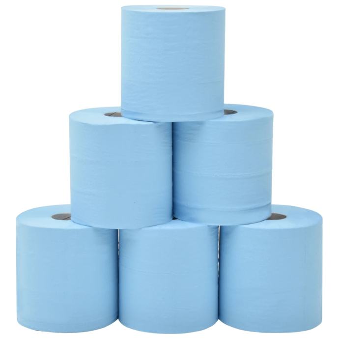 vidaXL Industrijske papirnate brisače 2-slojne 6 rol 20 cm modre
