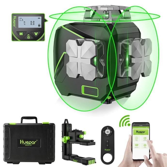 PRO12 linijski zeleni gradbeni laserski nivelir Bluetooth + daljinec