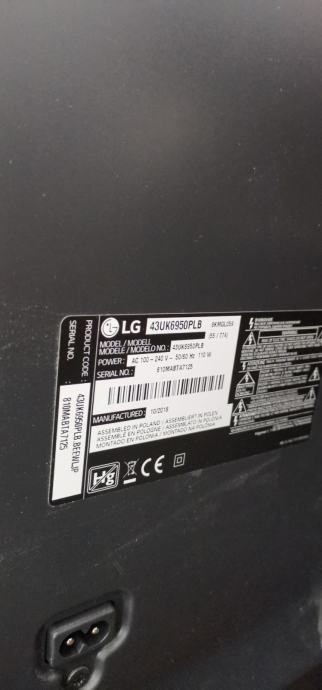 LG LED UHD 43UK6950PLB s počenim monitorjem (matična plošča b.p.)
