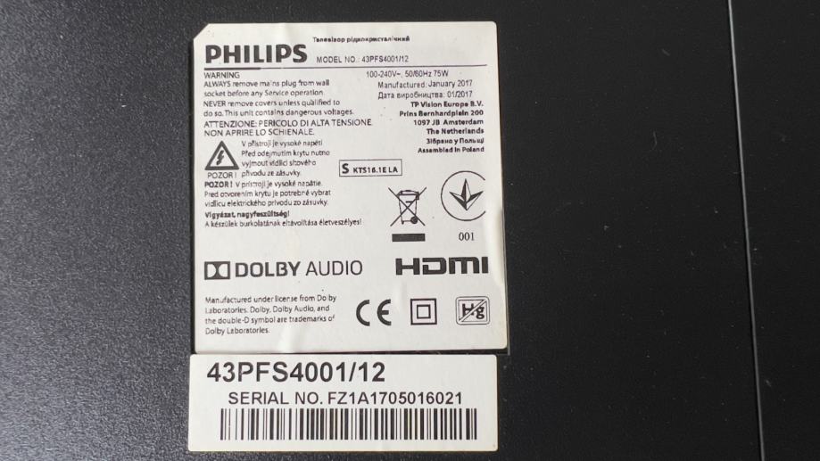 Prodam rabljene module za LCD, LED, tv Philips 43PFS4001/12, FZ1A,
